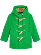 Burberry Kids Double-faced Wool Duffle Coat - Green
