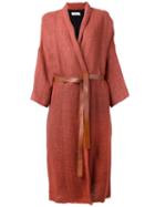 Masscob Shawl Lapel Cardi-coat, Women's, Size: 38, Yellow/orange, Linen/flax/viscose/polyamide/cotton