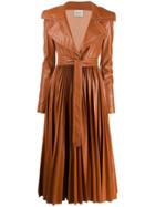 A.w.a.k.e. Mode Pleated Trench Coat - Brown