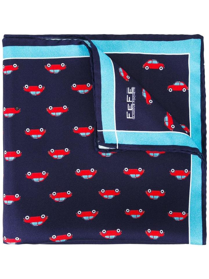 Fefè Car Print Pocket Square, Adult Unisex, Blue, Silk