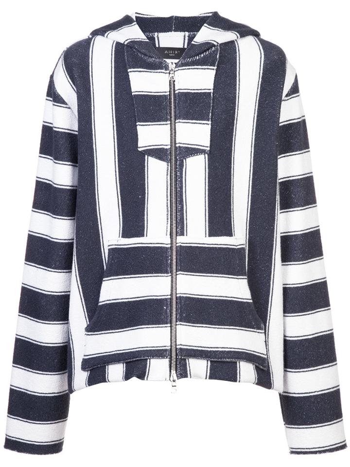 Amiri Striped Zip Front Hoodie - White