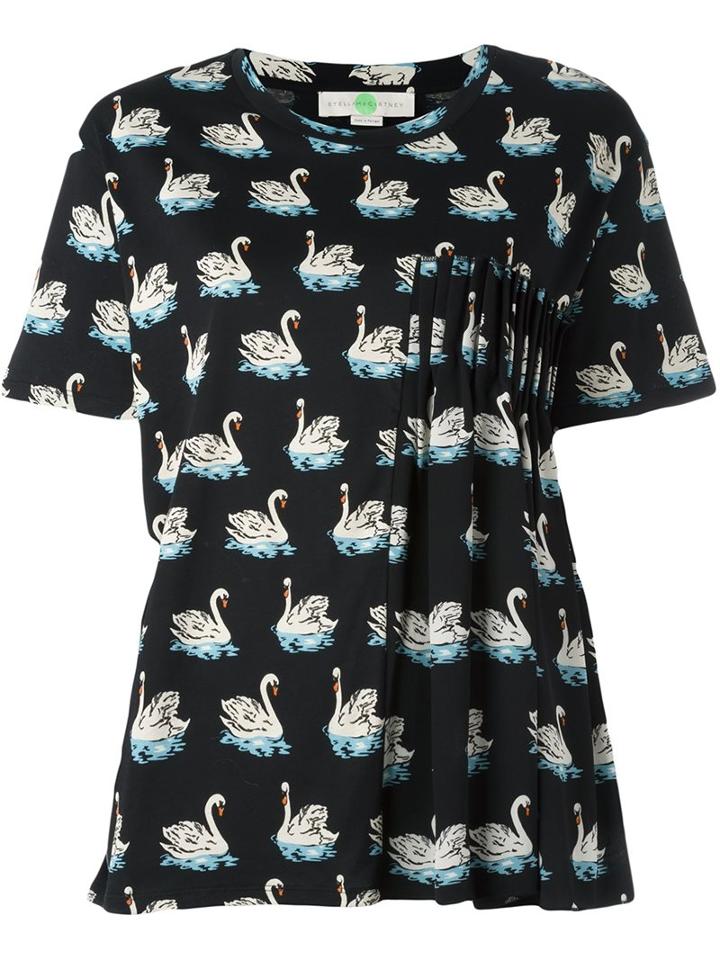 Stella Mccartney Ruched Swan Print Blouse, Women's, Size: 44, Black, Cotton/silk