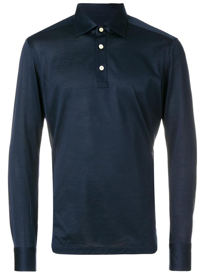 Kiton Half Placket Shirt - Blue