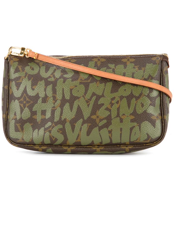 Louis Vuitton Vintage Graffiti Logo Clutch - Brown
