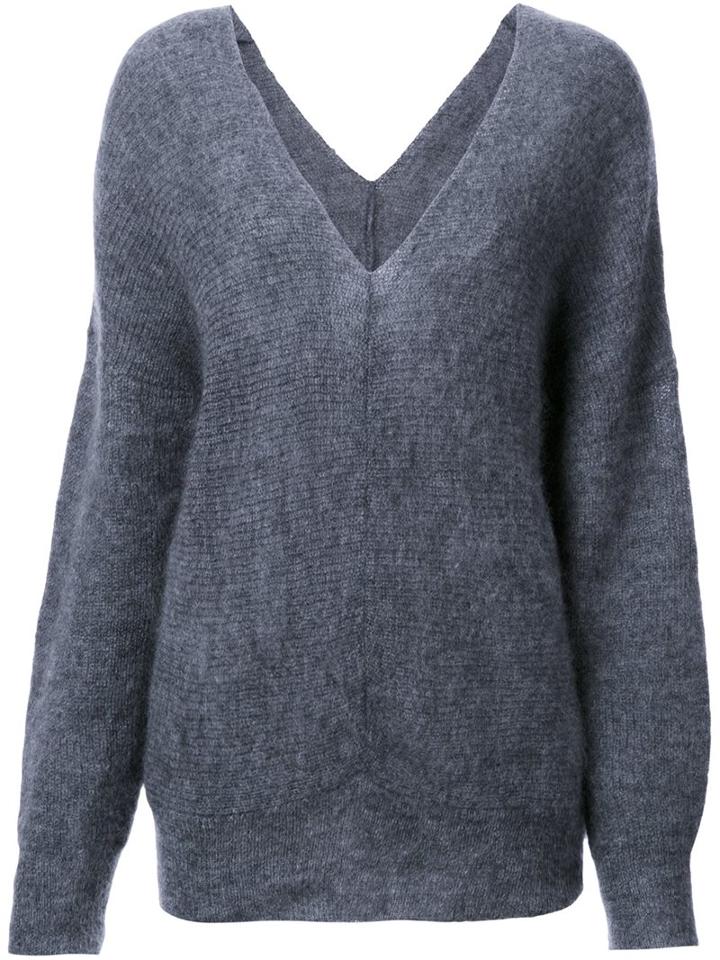 G.v.g.v. V-neck Pullover, Women's, Size: Xs, Grey, Nylon/mohair