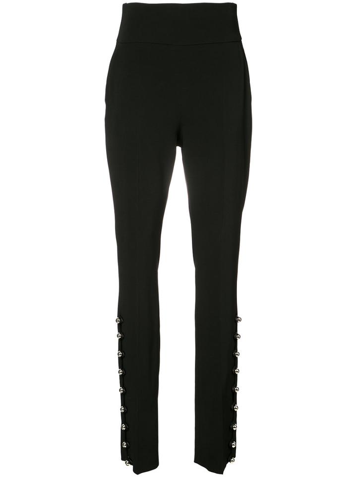 David Koma - High Waist Metal Ball Hem Trousers - Women - Spandex/elastane/acetate/viscose - 12, Black, Spandex/elastane/acetate/viscose