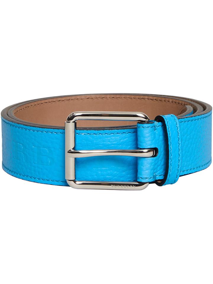 Burberry Logo Embossed Belt - Blue