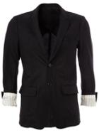 Undercover Folded Sleeve Detail Blazer, Men's, Size: 3, Black, Polyurethane/cupro/wool