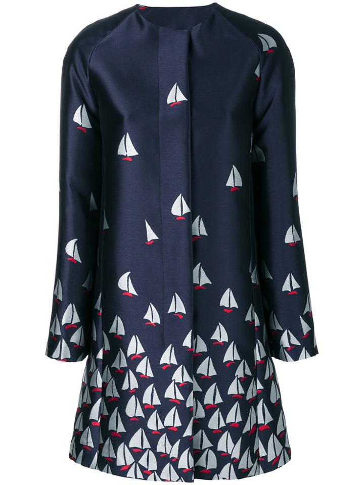Talbot Runhof Boat Print Coat - Blue