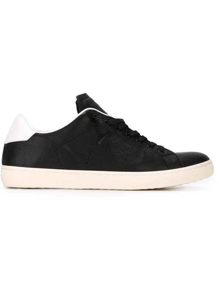 Leather Crown Lo-top Sneakers, Men's, Size: 45, Black, Leather/rubber/cotton