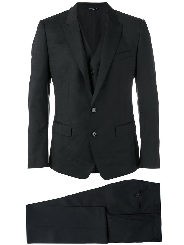 Dolce & Gabbana - Three-piece Checked Suit - Men - Cupro/viscose/virgin Wool - 52, Black, Cupro/viscose/virgin Wool