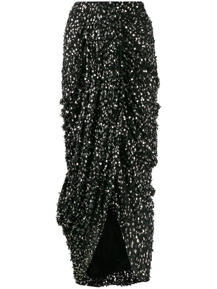 Isabel Marant Sequinned Ruched Midi Skirt - Black