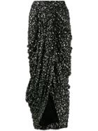 Isabel Marant Sequinned Ruched Midi Skirt - Black