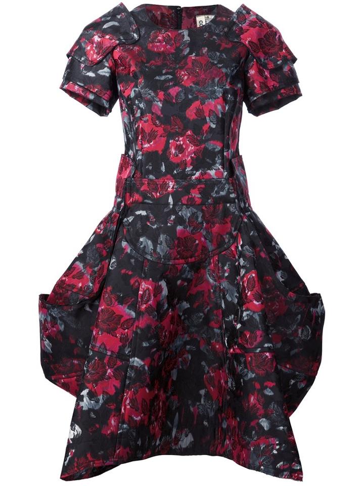 Comme Des Garçons Floral Print Structured Dress