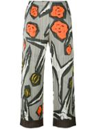 Pleats Please By Issey Miyake - Floral Print Pleated Trousers - Women - Polyester - 2, Grey, Polyester