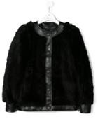 Balmain Kids Teen Faux Leather-trimmed Bomber Jacket - Black
