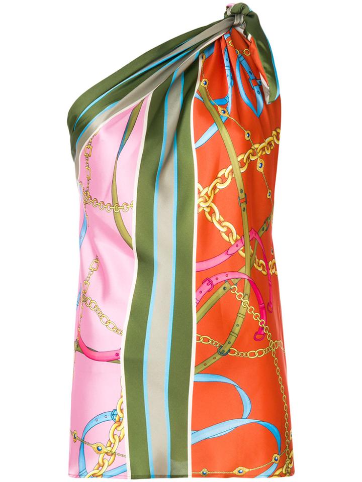 Pinko Printed One Shoulder Blouse - Multicolour