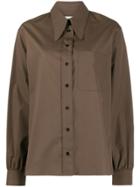 Lemaire Boxy Fit Oversized Collar Shirt - Brown