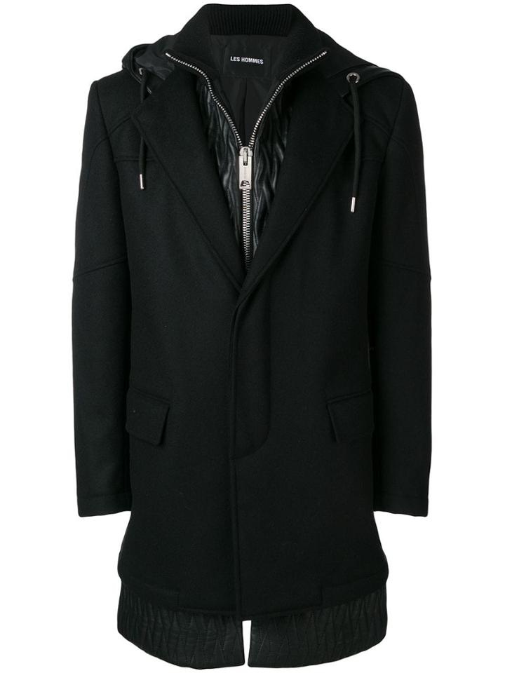 Les Hommes Double Layered Coat - Black