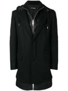 Les Hommes Double Layered Coat - Black