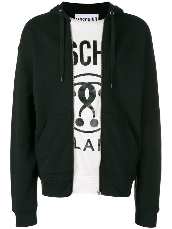Moschino Zip Front Hoodie - Black