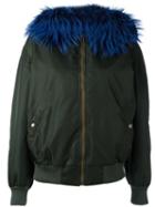 Mr & Mrs Italy Fur Collar Bomber Jacket, Women's, Size: Xs, Green, Polyamide/polyurethane/polyester/racoon Fur