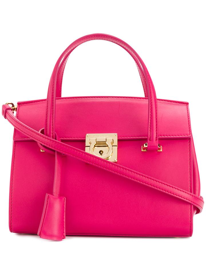 Salvatore Ferragamo Mini Gancio Flap Tote - Pink & Purple