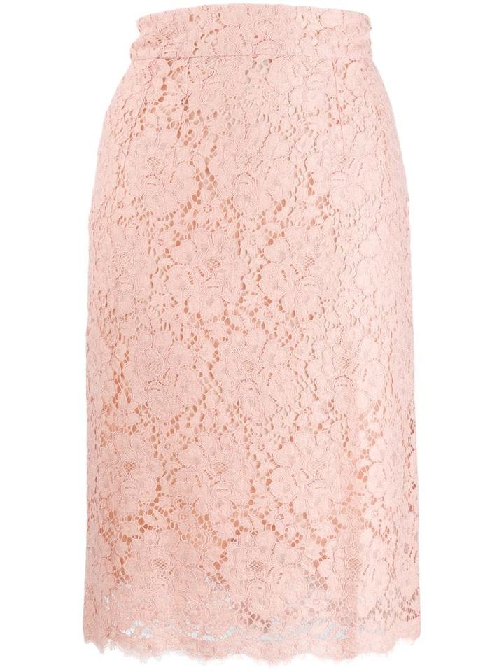 Dolce & Gabbana Floral Lace Pencil Skirt - Pink