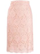 Dolce & Gabbana Floral Lace Pencil Skirt - Pink