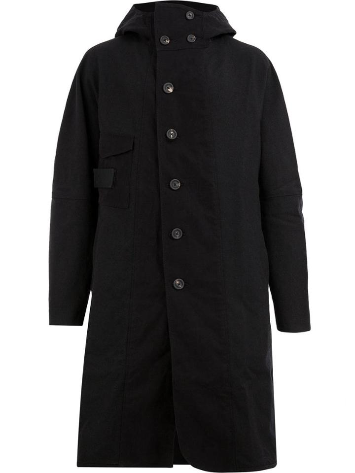 Ziggy Chen Single-breasted Hooded Coat - Black