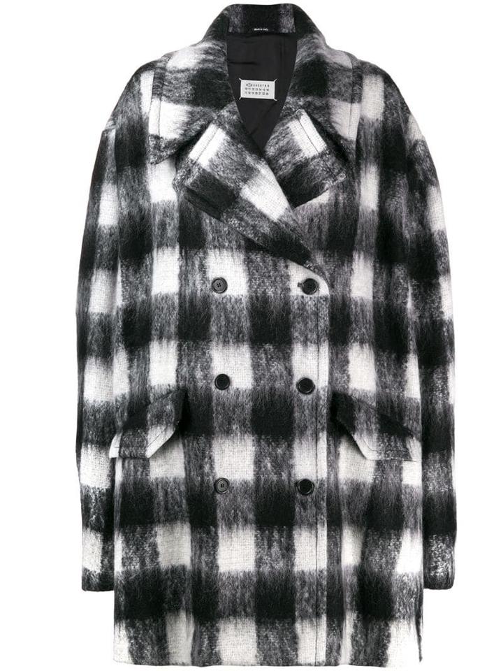 Maison Margiela Double-breasted Check Cape - Black