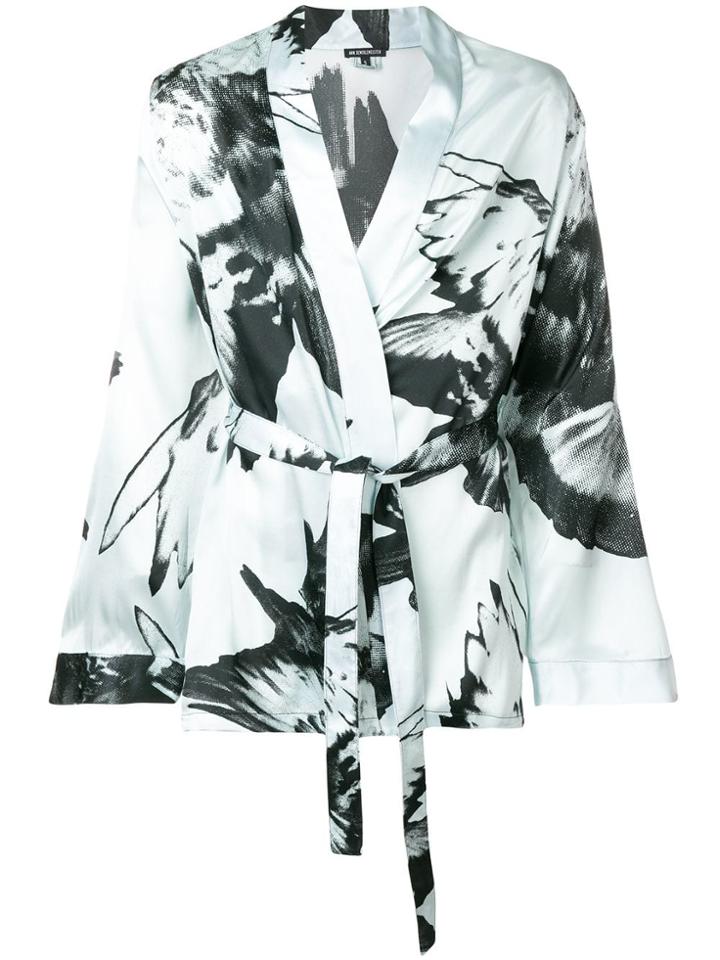 Ann Demeulemeester Bird Print Kimono - Blue
