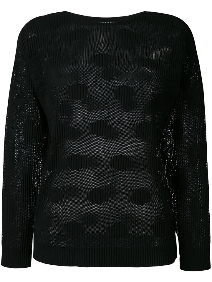Issey Miyake Cauliflower - Ribbed Polka Dot Sweater - Women - Polyester - One Size, Black, Polyester