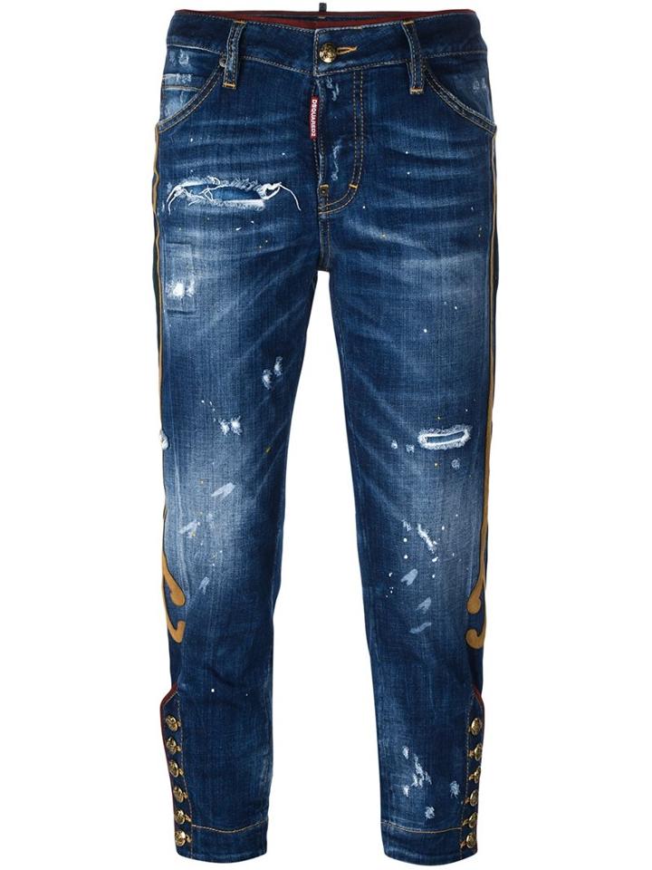 Dsquared2 'cool Girl' Cropped Jeans, Size: 40, Blue, Cotton/polyester/spandex/elastane