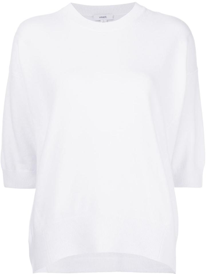 Vince Curved Hem Jumper, Women's, Size: Small, White, Nylon/cashmere