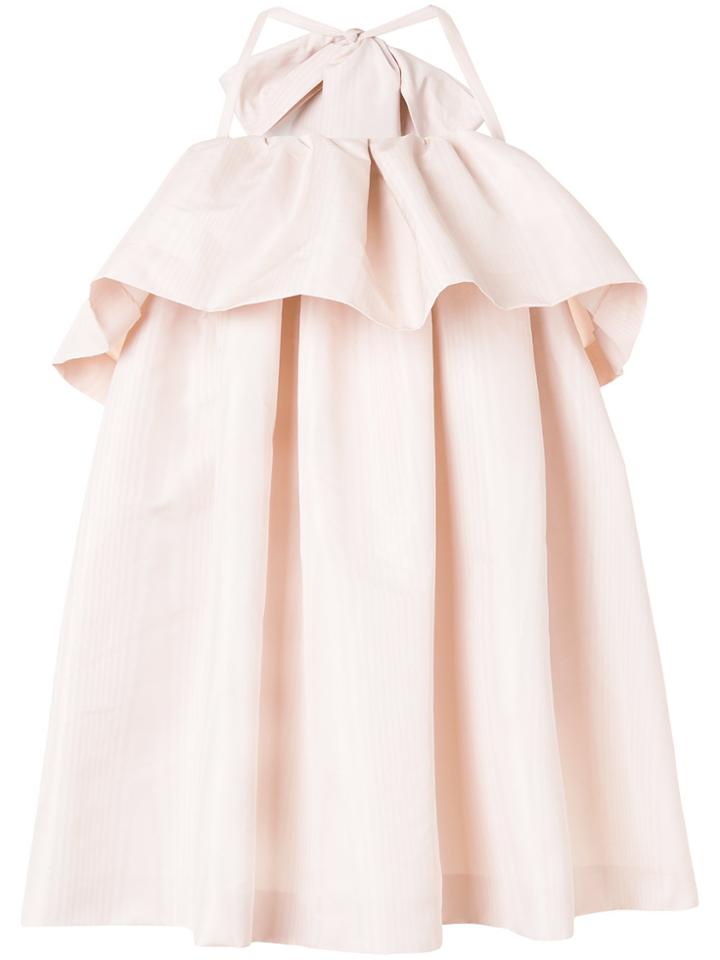 Msgm Bow Tie Ruffle Mini Dress - Pink & Purple