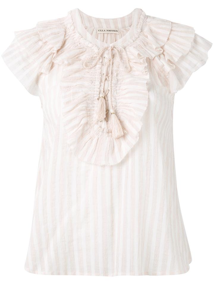 Ulla Johnson - Striped Ruffle Blouse - Women - Cotton - 4, Pink/purple, Cotton