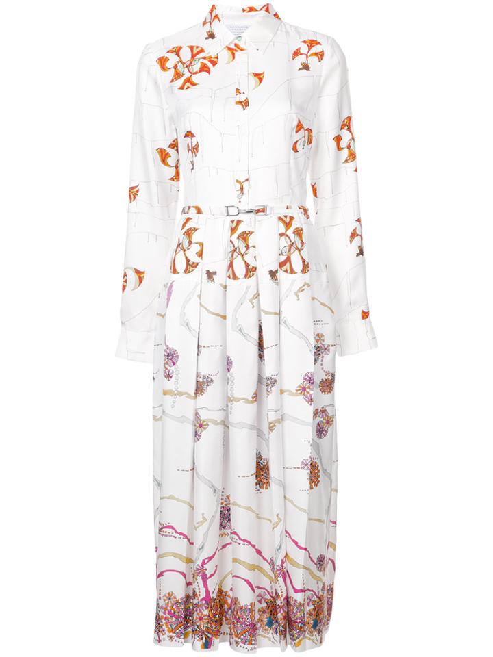 Gabriela Hearst Print Pleated Shirt Dress - White