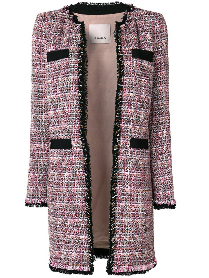 Pinko Long Tweed Jacket - Pink & Purple