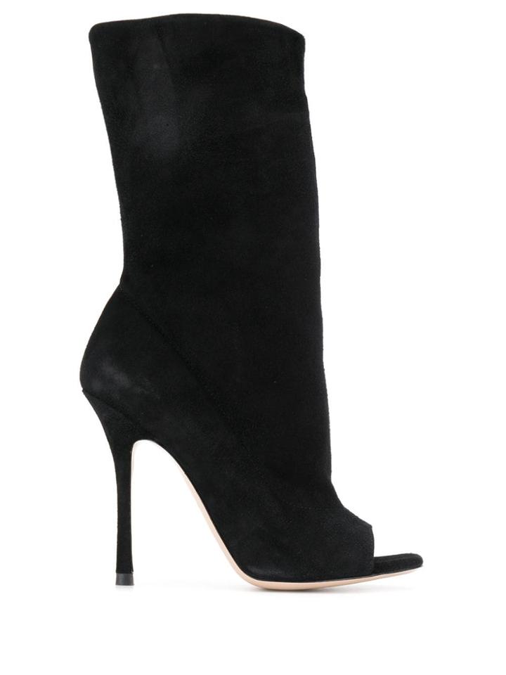 Marc Ellis Peep Toe Stiletto Boots - Black
