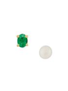 Wouters & Hendrix Gold 18kt Gold, Emerald And Pearl Stud Earrings -