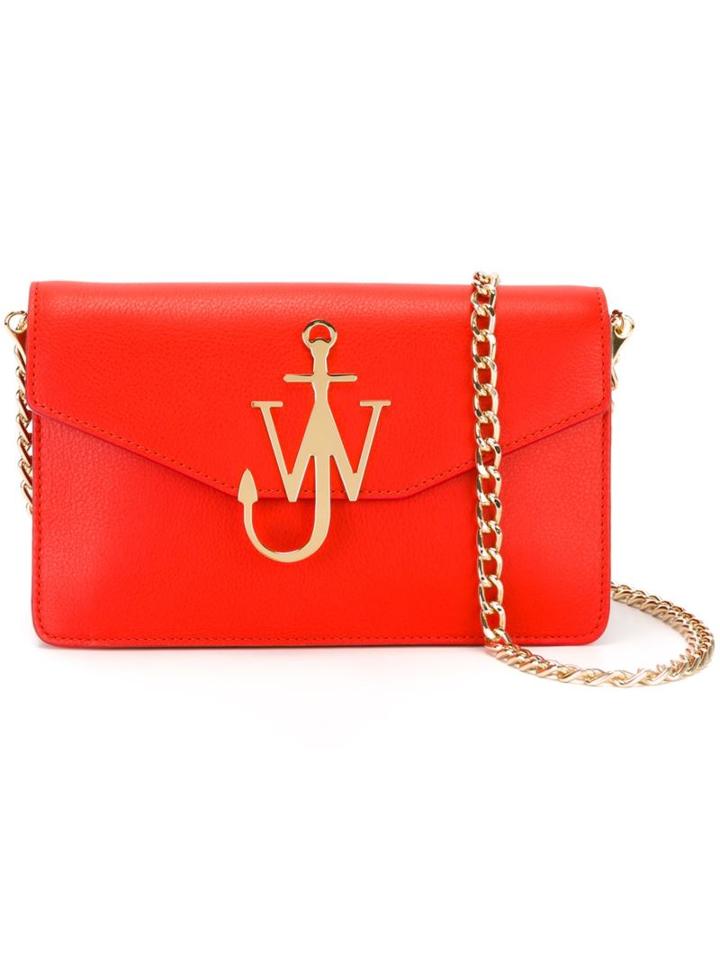 J.w.anderson Logo Plaque Shoulder Bag, Women's, Red, Calf Leather