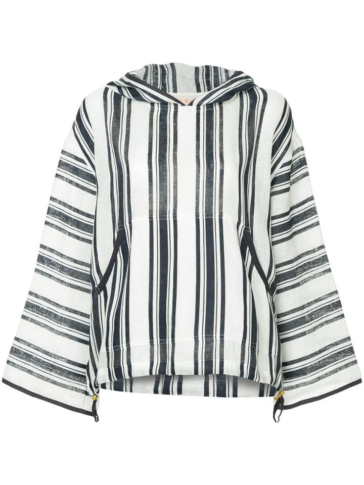 Tory Burch Awning Striped Hoodie - White