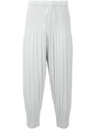 Homme Plissé Issey Miyake Pleated Cropped Trousers, Men's, Size: 2, Grey, Recycled Polyester