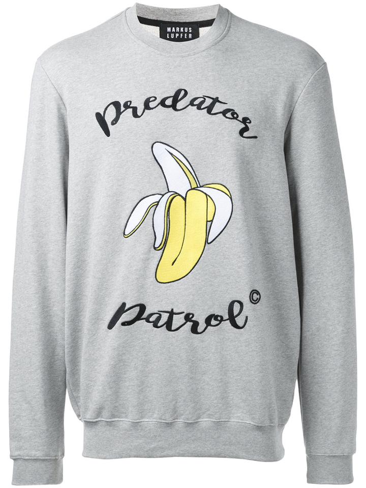 Markus Lupfer 'predator Patrol' Embroidered Sweatshirt, Men's, Size: Large, Grey, Cotton
