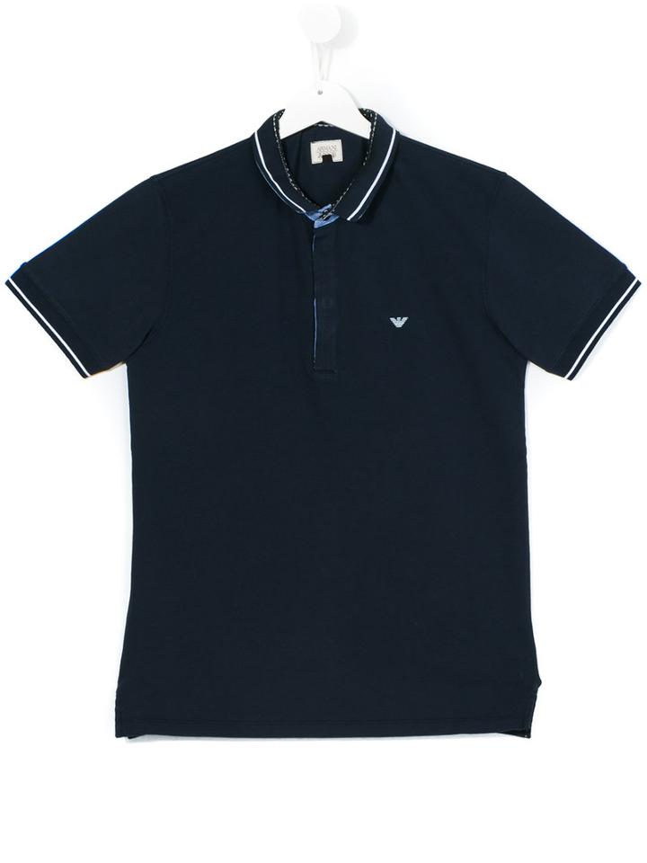 Armani Junior - Teen Classic Polo Shirt - Kids - Cotton/spandex/elastane - 16 Yrs, Blue
