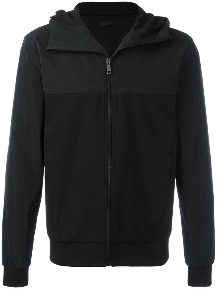 Prada Zipped Hooded Jacket, Men's, Size: Large, Black, Polyamide/polyester/spandex/elastane/viscose