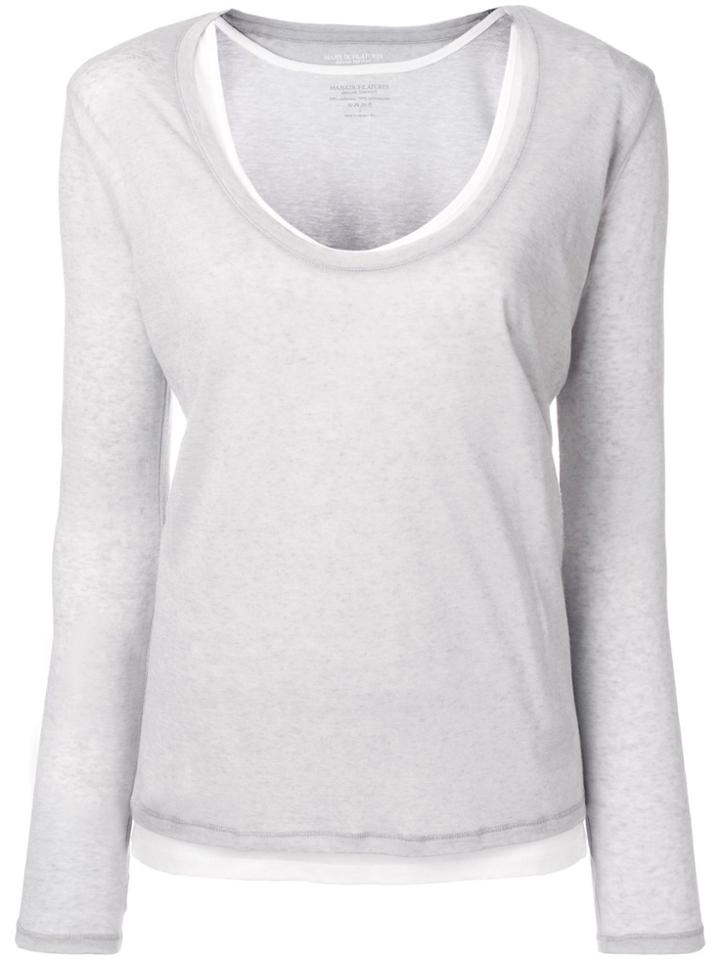 Majestic Filatures U-neck Layered Jumper - Grey