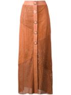Drome Straight Leather Skirt, Women's, Size: Medium, Yellow/orange, Lamb Skin/cupro