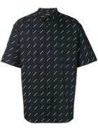 Balenciaga All-over Logo Poplin Shirt - Black